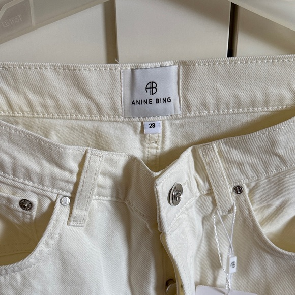 Anine Bing Off-White Wide Leg Manon Jeans - Picture 3 of 4